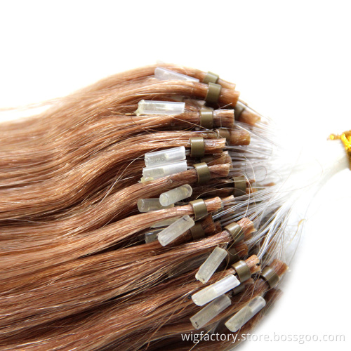 Raw unwefted original indian remy human micro loop hair extensions, straight micro ring hair extension